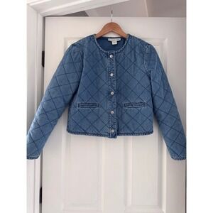 Denim‎ Quilted Jacket Rachel Zoe Button Close
